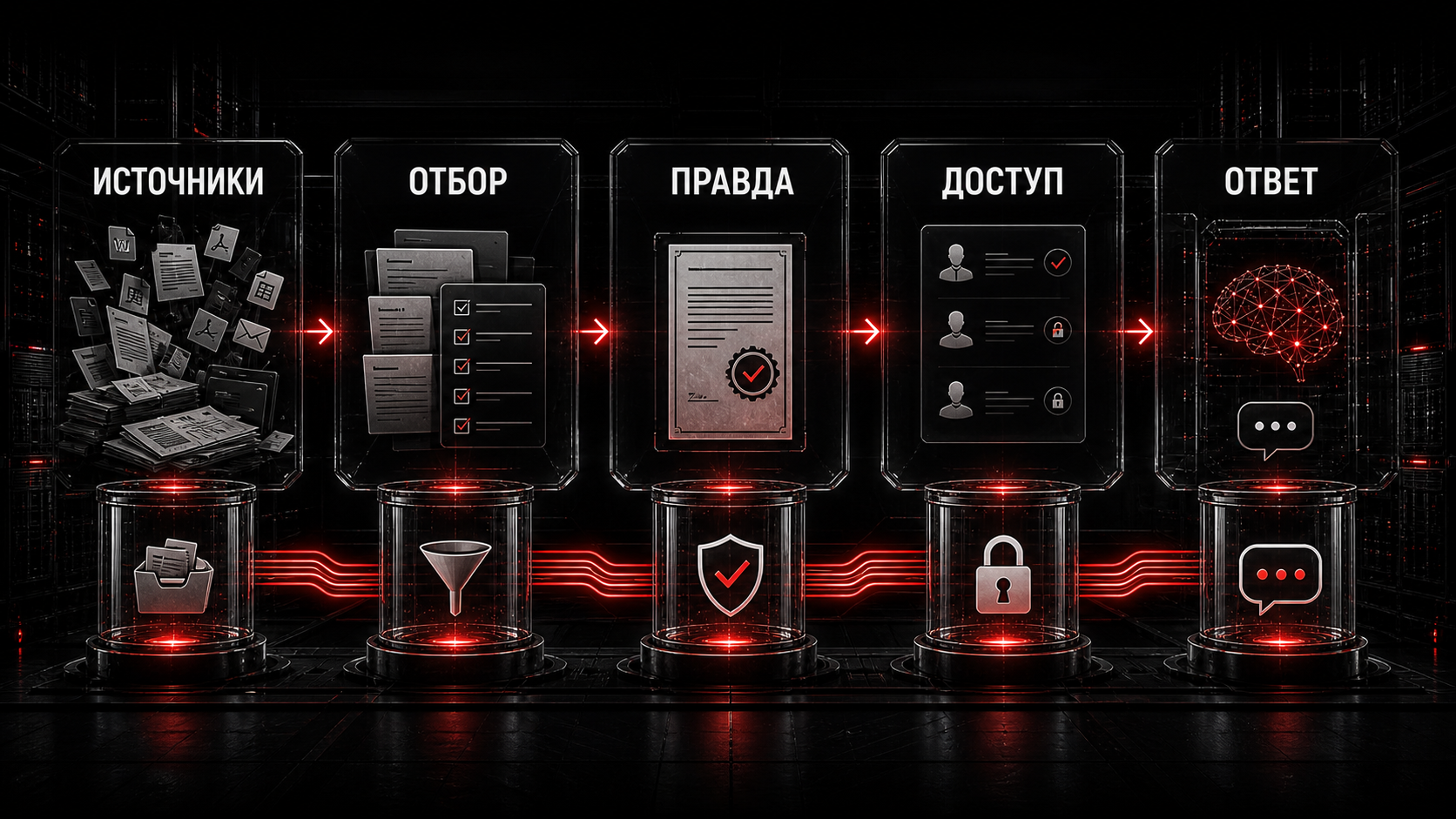 Инфографика: источники проходят через отбор, правду, доступ и ответ
