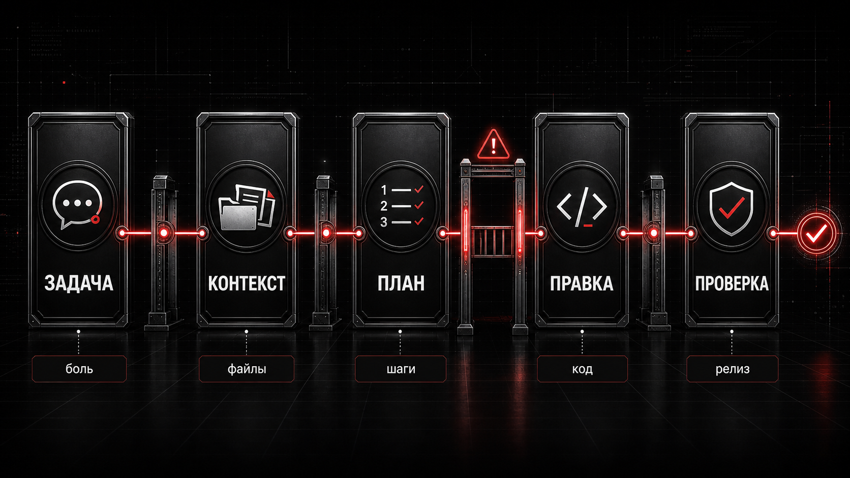 Инфографика: задача, контекст, план, правка и проверка как безопасный цикл работы с Claude Code